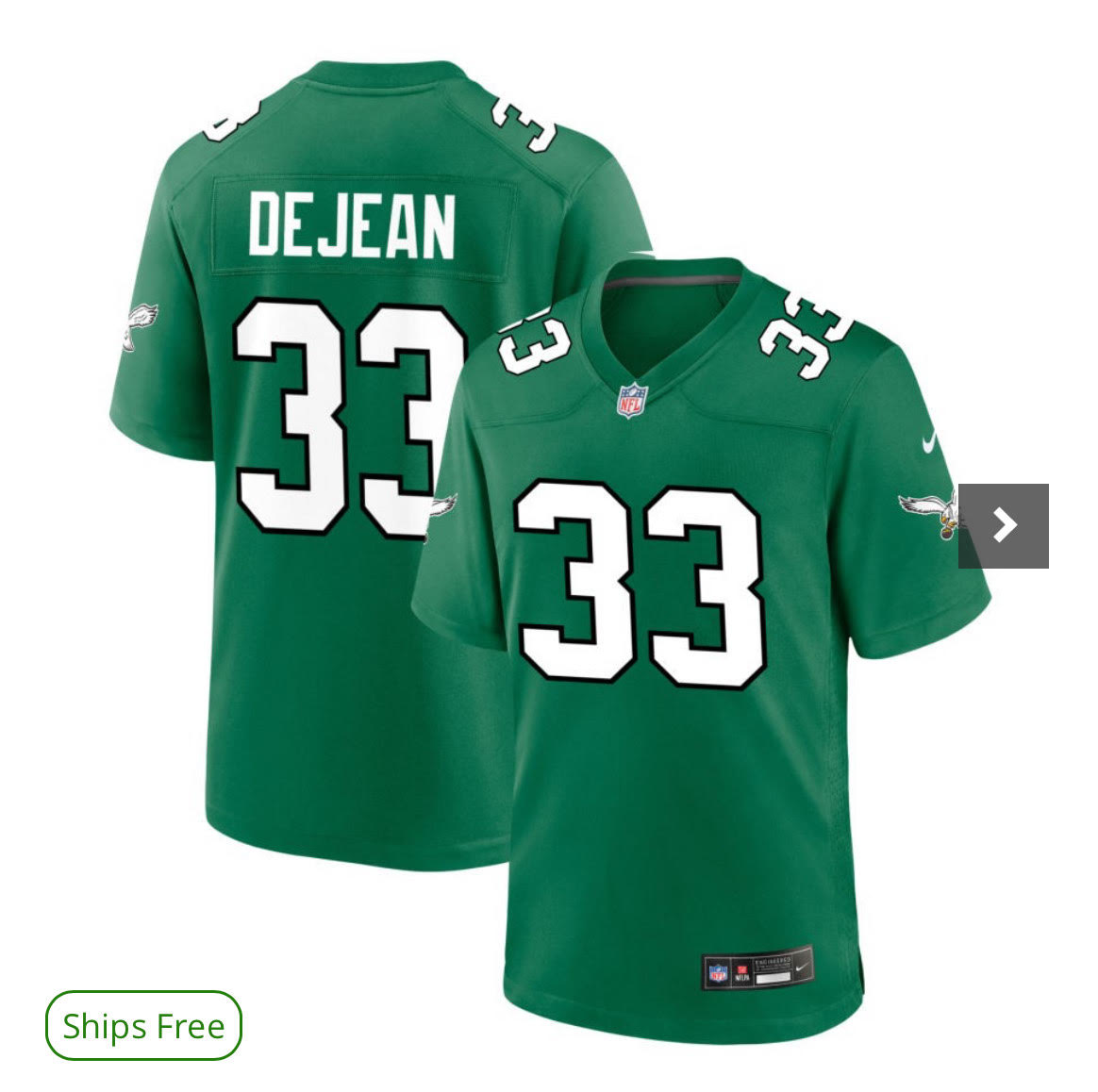 Men Philadelphia Eagles #33 Cooper DeJean  Nike Kelly Green Alternate Game NFL Jersey ->philadelphia eagles->NFL Jersey